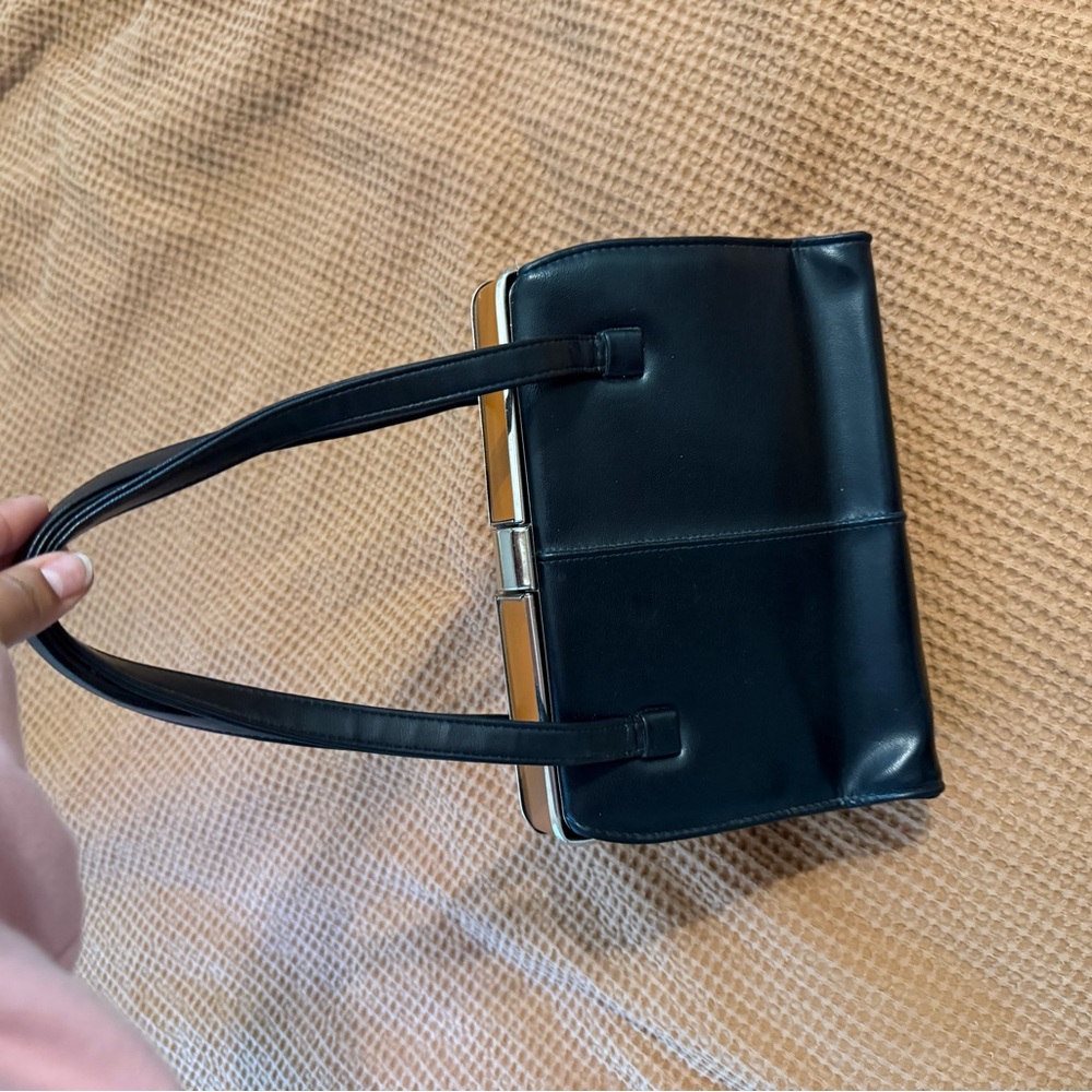 Vintage Elegant Black Leather Handbag